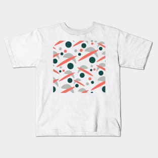 Abstract Shapes Pattern Green Coral Grey Kids T-Shirt